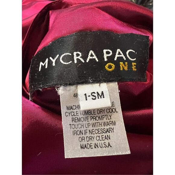 MycraPac-One Shiny Raspberry to Black Reversible Raincoat with Zip Away Hood Stu - Picture 8 of 9